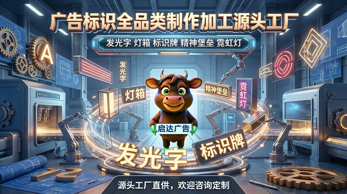 定制门头发光字招牌工厂---广州启达广告为大亚湾商业活力添砖加瓦。